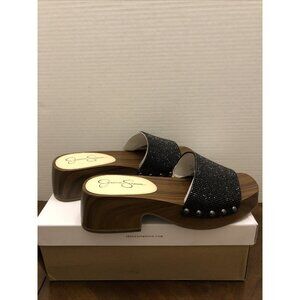 Jessica Simpson Black Shimmer Clog Sandals Size 7M